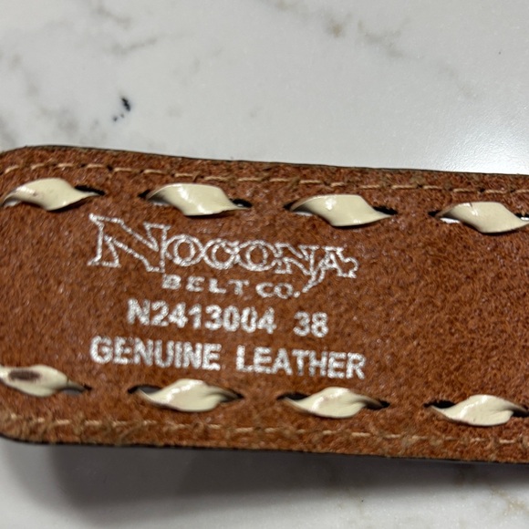 Nocona Brown and Silver Floral Embossed Belt - Picture 14 of 14